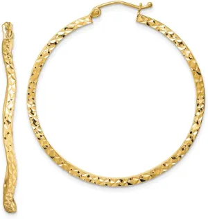 Real 925 Sterling Silver Gold Plated Diamond-Cut Wavy Hoop Earrings 41mm