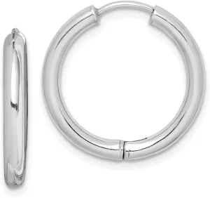 Real 925 Sterling Silver Hinged Tube Hoop Huggie Earrings - 21mm x 20mm