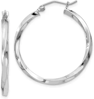 Real 925 Sterling Silver Twisted Hoop Earrings - 32mm x 30mm