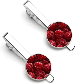 Red Raspberry Tie Clip Tack Pins Cufflinks Necktie Bar Pinch Business Wedding Clothing Accessories for Men Women