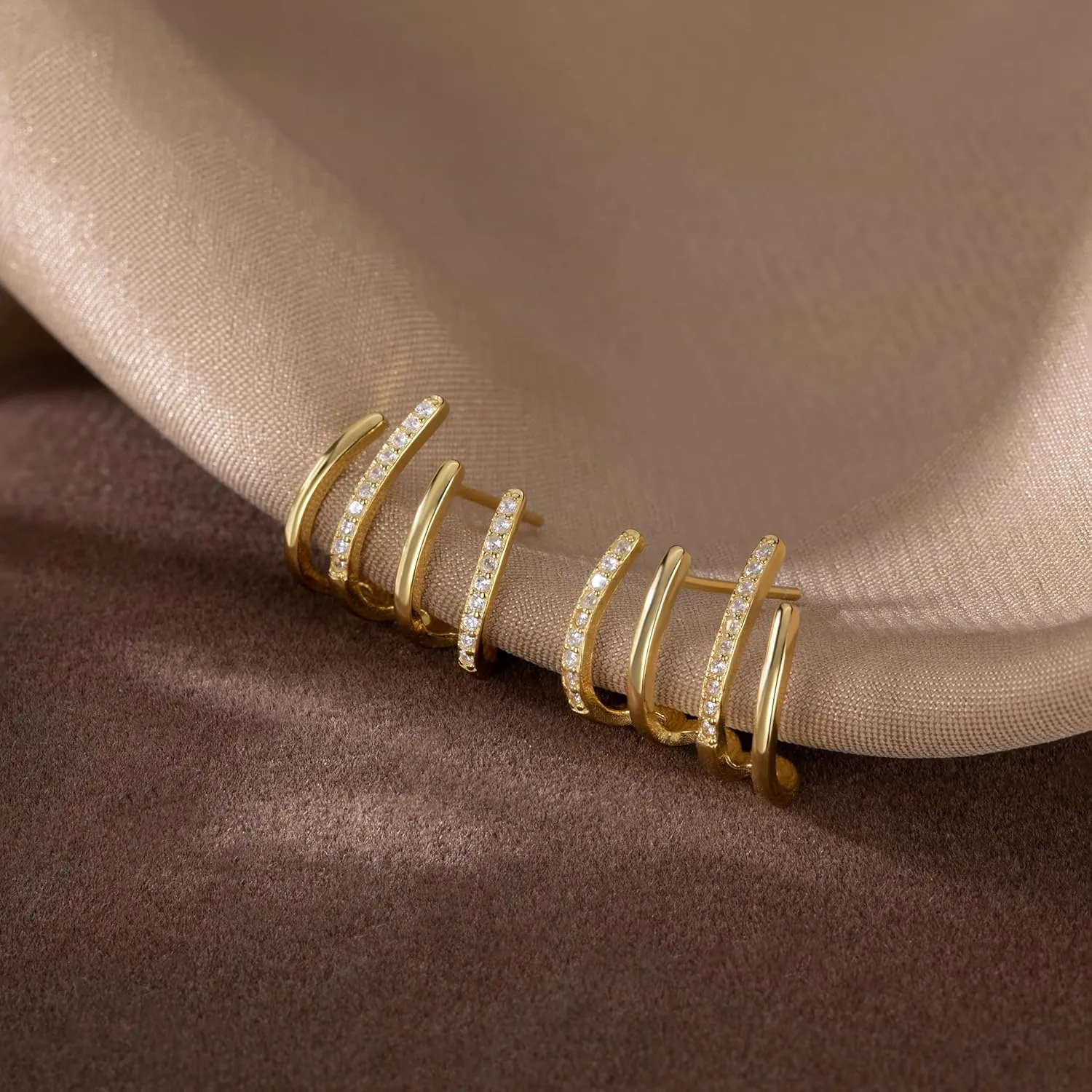Reffeer Solid 925 Sterling Silver Half Hoop Earrings Wrap for Women Cuff Earrings Piercings Studs