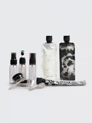 Refillable Ultimate Travel 11pc Set - Black & Ivory