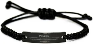 Religious Gifts for Pawpaw 2 Timothy 1:7 Black Rope Bracelet Inspirational for Pawpaw Christmas Unique Prayer Gifts For the Spirit God gave us does not make us timid.