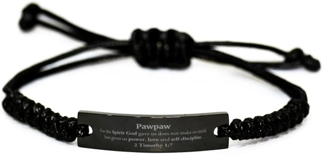 Religious Gifts for Pawpaw 2 Timothy 1:7 Black Rope Bracelet Inspirational for Pawpaw Christmas Unique Prayer Gifts For the Spirit God gave us does not make us timid.