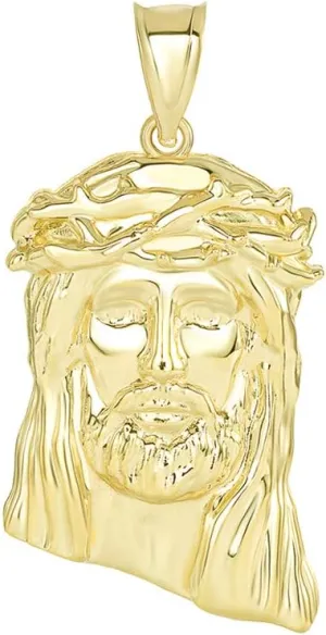 Religious Jewelry Iced Out Jesus Christ Face Pendant, 1.5"
