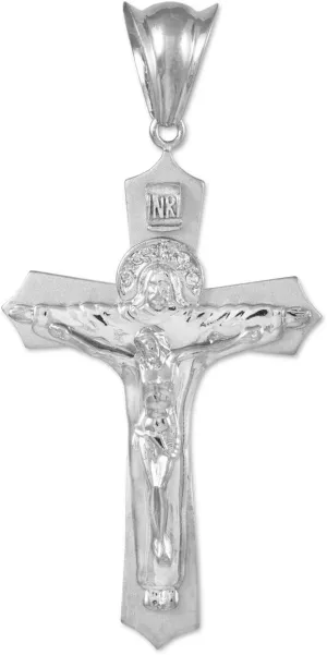 Religious Jewelry Men's 925 Sterling Silver Jesus Christ the Redeemer Cross INRI Crucifix Necklace Pendant