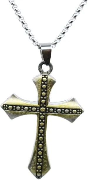 Retro Bronze Pendant Stainless Steel Cross Necklace, 24 inches