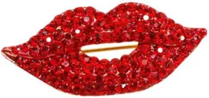 Rhinestone Red Lips Brooch Pins Valentines Day Elegant Sexy Kiss Lip Mouth Bling Crystal Cubic Zirconia Lapel Pins for Women Wedding Bridal Birthday Party Dance Dress Suit Clothes Accessories