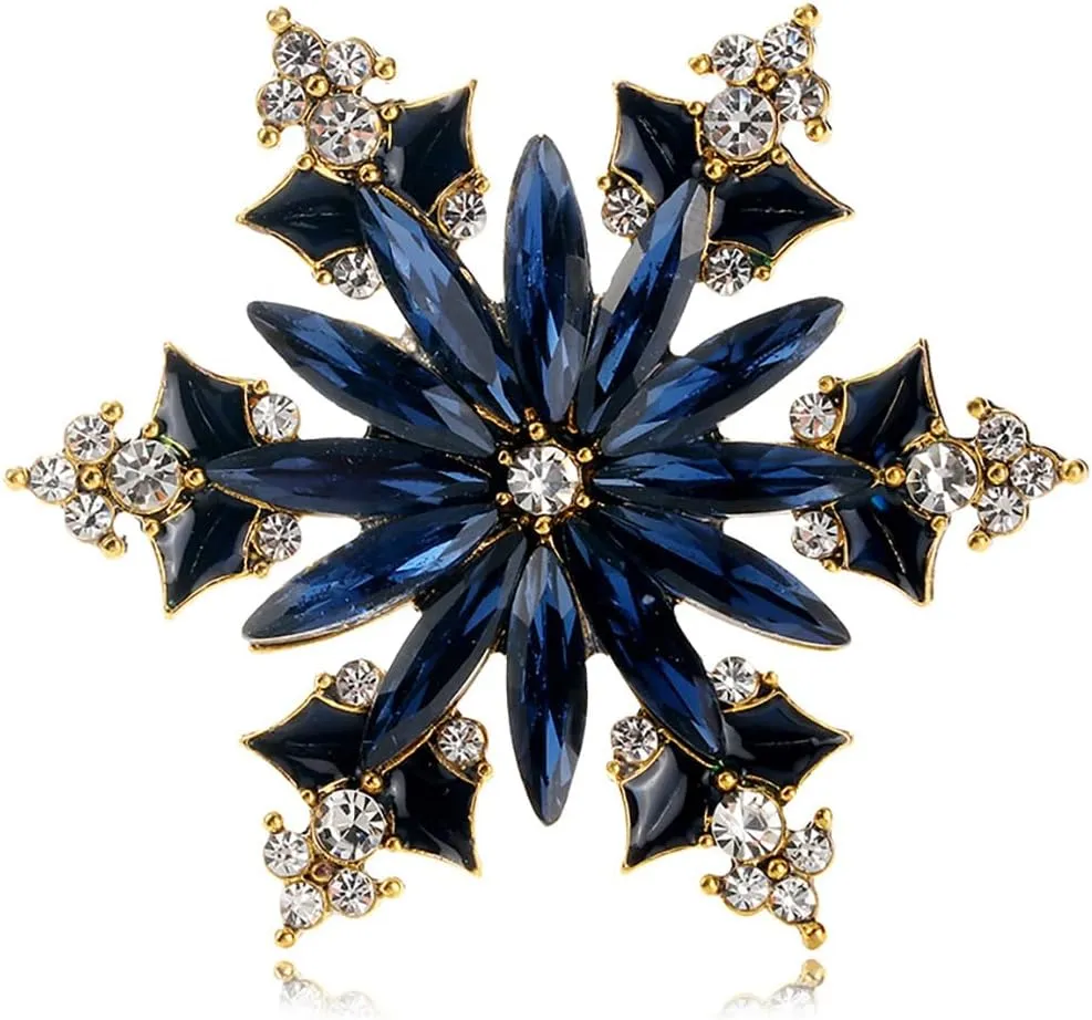 Rhinestone Snowflake Brooch for Women Colorfu Crystal Winter Snowflake Flower Brooch Pin Christmas Brooch Pins Elegant Clothing Hat Bag Skirt Accessories Christmas Halloween Birthday Party Costume Jewelry