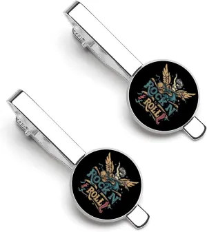 Rock And Roll Tie Clip Tack Pins Cufflinks Necktie Bar Pinch Business Wedding Clothing Accessories for Men Women