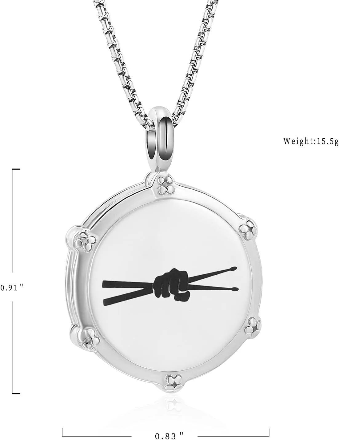Rockers Jazz Band Drum Stainless Steel Cremation Necklace For Ashes For Men Keepsake Jewelry Drummers Snare Drums Stick Memorial Pendant Necklace
