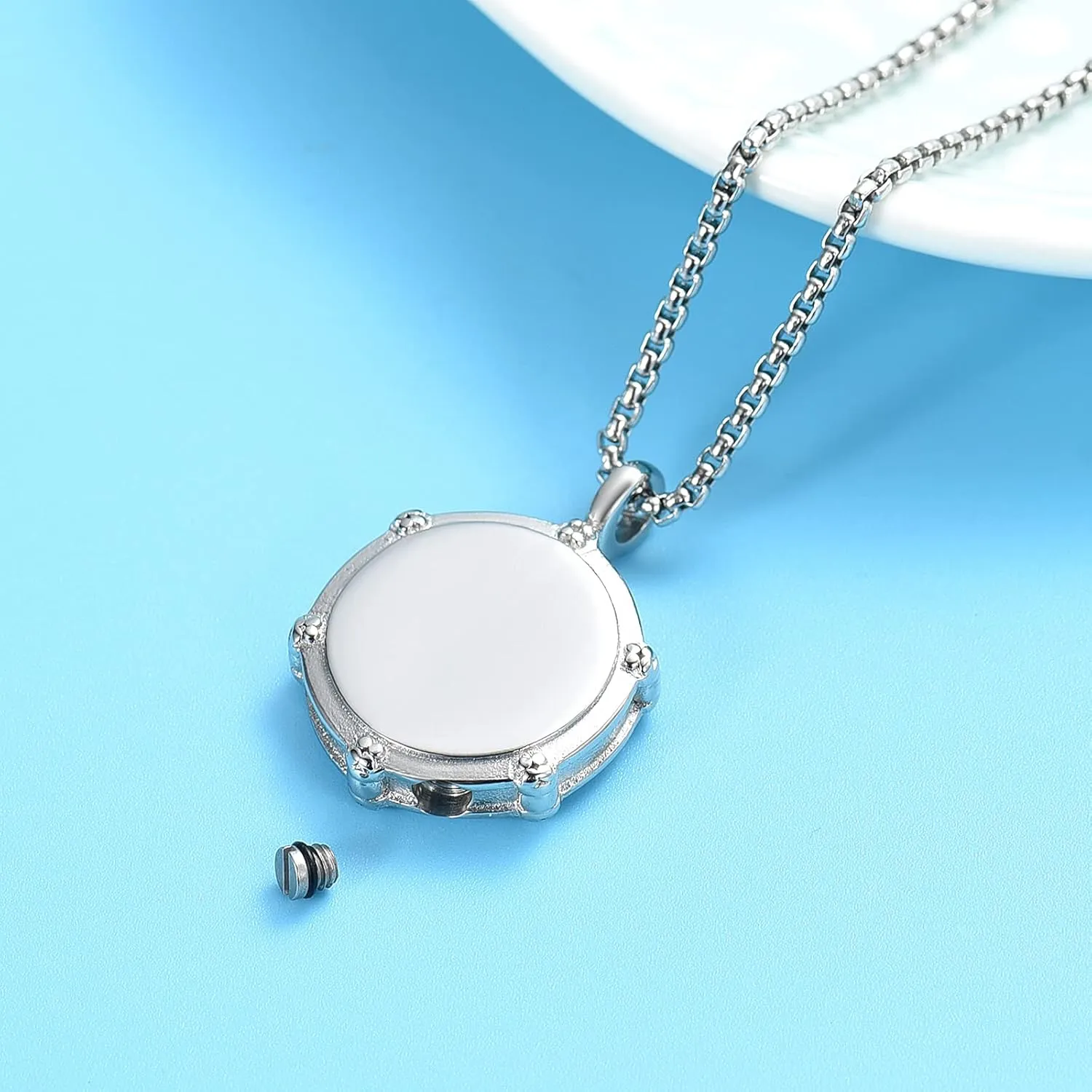 Rockers Jazz Band Drum Stainless Steel Cremation Necklace For Ashes For Men Keepsake Jewelry Drummers Snare Drums Stick Memorial Pendant Necklace