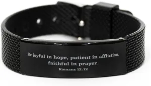 Romans 12:12 Christian Bracelet,Be Joyful in Hope, Patient in Affliction, Faithful in Prayer.,Christian Gifts,Bible Verse Bracelets,Christian Woman or Teen,mesh Bracelet
