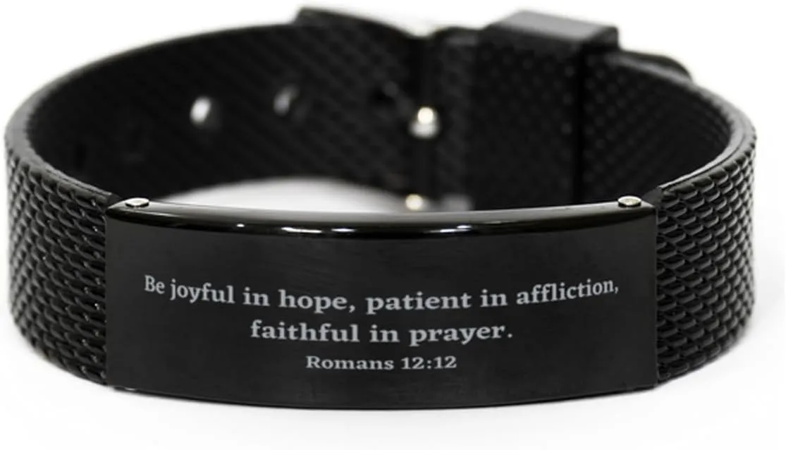 Romans 12:12 Christian Bracelet,Be Joyful in Hope, Patient in Affliction, Faithful in Prayer.,Christian Gifts,Bible Verse Bracelets,Christian Woman or Teen,mesh Bracelet