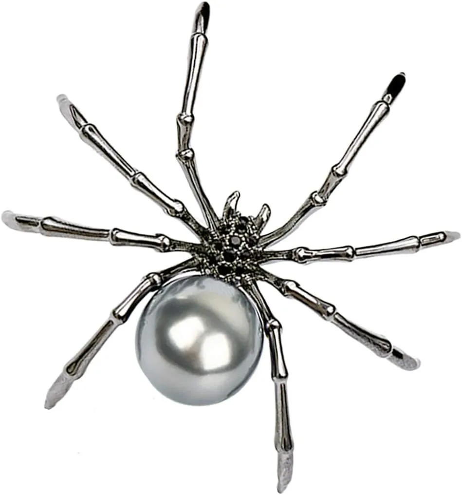 ROSTIVO Spider Brooch Pins for Women and Men Witch Jewelry Halloween Pin Accessories (Dark Silver)