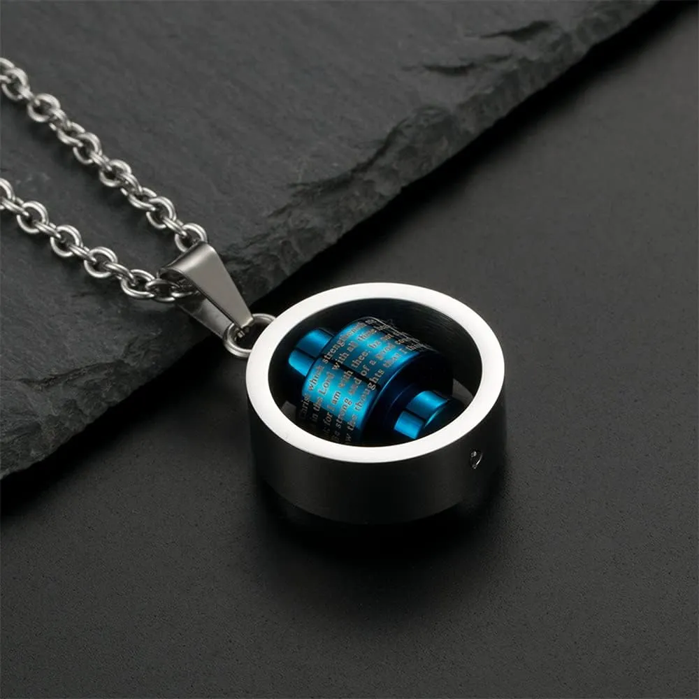 Rotatable Bible Verses Crucifix Faith Necklace for Men Women Prayers Anti Anxiety Pendant Necklace Inspirational Memorial Statement Stainless Steel Adjustable Link Chain Boyfriend Son Christmas New Year Gifts