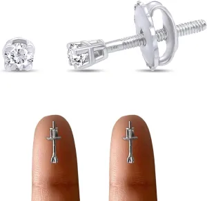 Round Lab Grown or Natural Diamond Stud (IGI Certified 0.70 ct & up) Popular Plus Quality Screw Back Earrings in 14k Solid Gold, 0.04 Ctw & Up,Gift For Her