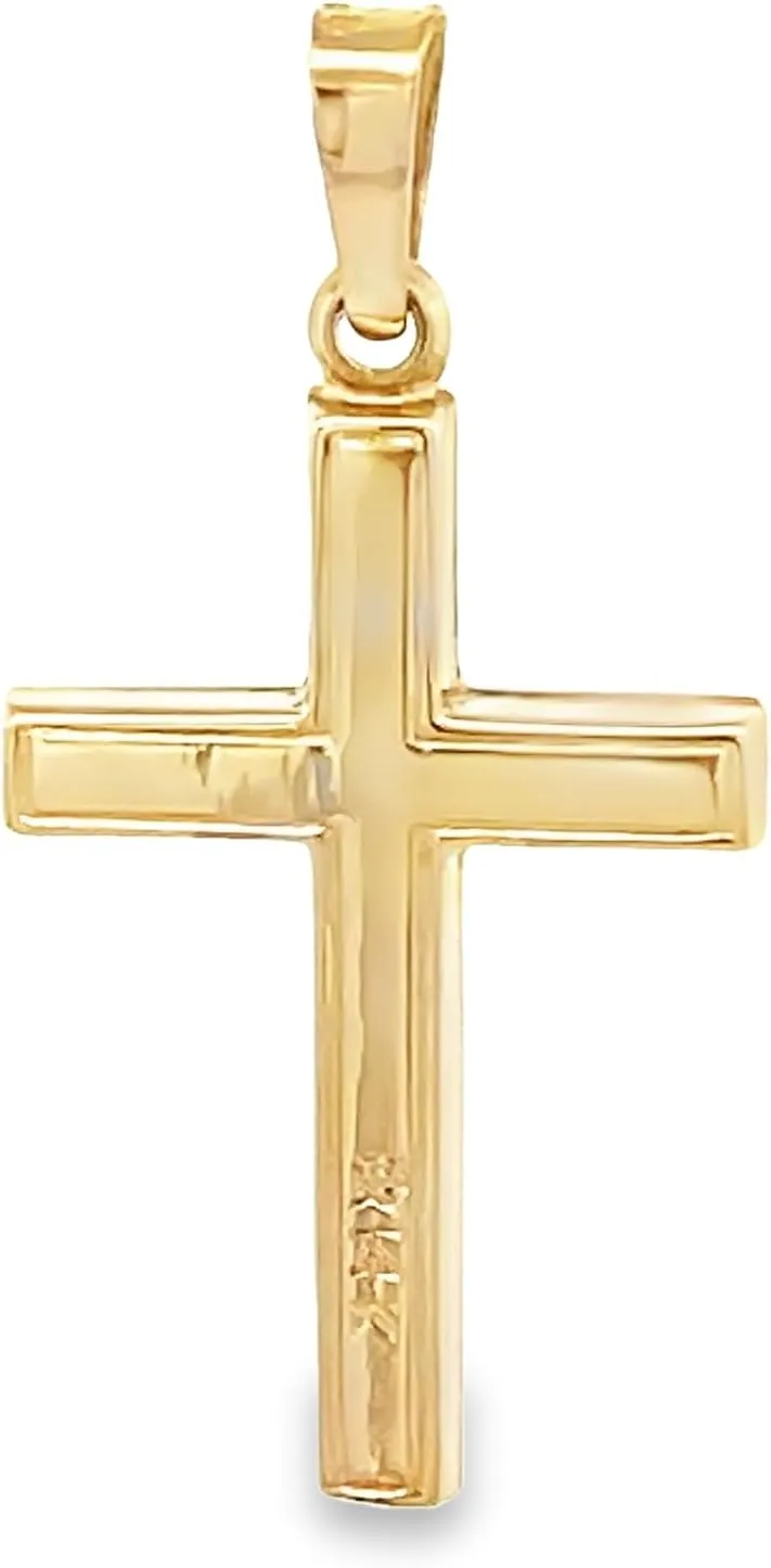 RP 14K Yellow Gold Leaf Design Cross Real 14K Real Yellow Gold Cross Pendant for Women. Small, Medium & Large