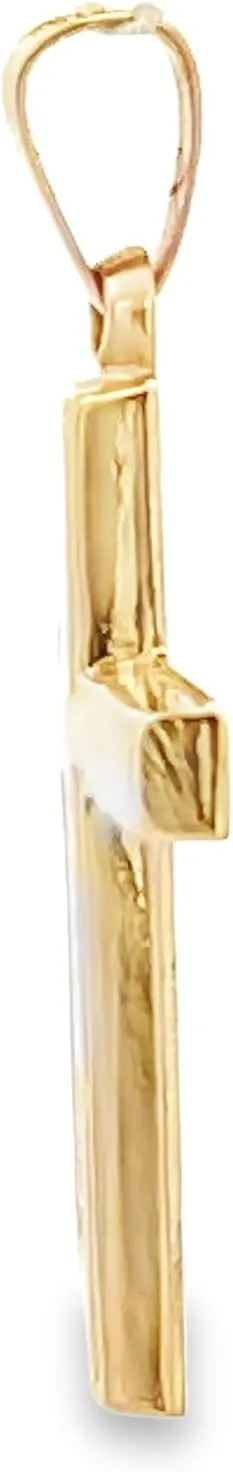 RP 14K Yellow Gold Leaf Design Cross Real 14K Real Yellow Gold Cross Pendant for Women. Small, Medium & Large