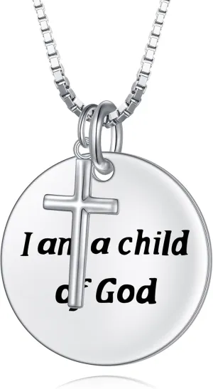 S925 Sterling Silver Bible Verse Cross Necklace Christian Necklace, Religious Faith Inspirational Birthday Jewelry Gift for Women Men Teens