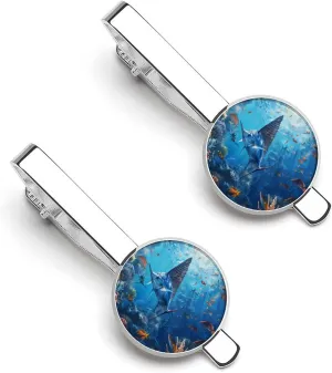 Sailfish Coral Reefs Tie Clip Tack Pins Cufflinks Necktie Bar Pinch Business Wedding Clothing Accessories for Men Women