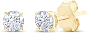 SAVEARTH DIAMONDS 18k Gold Plated Sterling Silver Post Solitaire Stud Earrings | 3MM, 4MM And 5MM Moissanite Diamond Stud Earrings For Women Jewelry Gifts For Her Push Back Earrings