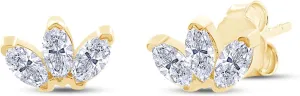 SAVEARTH DIAMONDS 18k Gold Plated Sterling Silver Post Trinity Stud Earrings, 0.60 Carat (ctw) Moissanite Diamond 3-Stone Stud Earrings For Women | Trendy Jewelry Gifts For Her Push Back Earrings