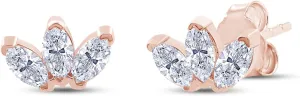 SAVEARTH DIAMONDS 18k Gold Plated Sterling Silver Post Trinity Stud Earrings, 0.60 Carat (ctw) Moissanite Diamond 3-Stone Stud Earrings For Women | Trendy Jewelry Gifts For Her Push Back Earrings