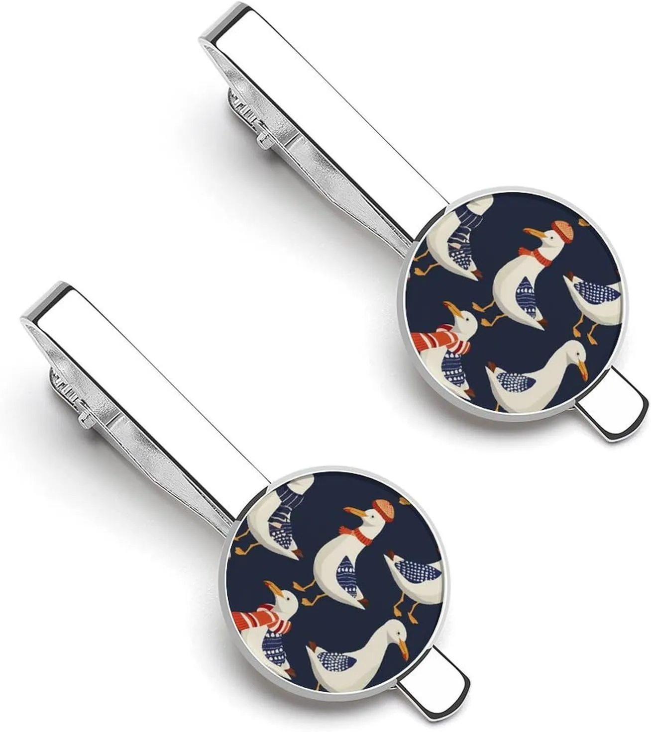 Sea-Gulls in Winter Tie Clip Tack Pins Cufflinks Necktie Bar Pinch Business Wedding Clothing Accessories for Men Women