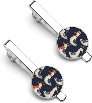 Sea-Gulls in Winter Tie Clip Tack Pins Cufflinks Necktie Bar Pinch Business Wedding Clothing Accessories for Men Women