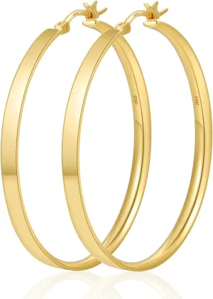 Senteria Lightweight Gold Hoop Earrings for Women 4mm Wide Large Hoop Earrings 14K Real Gold Plated Hypoallergenic Hoops Earring Big Thin Earring Hoops for Women 30/40/50/60/70mm
