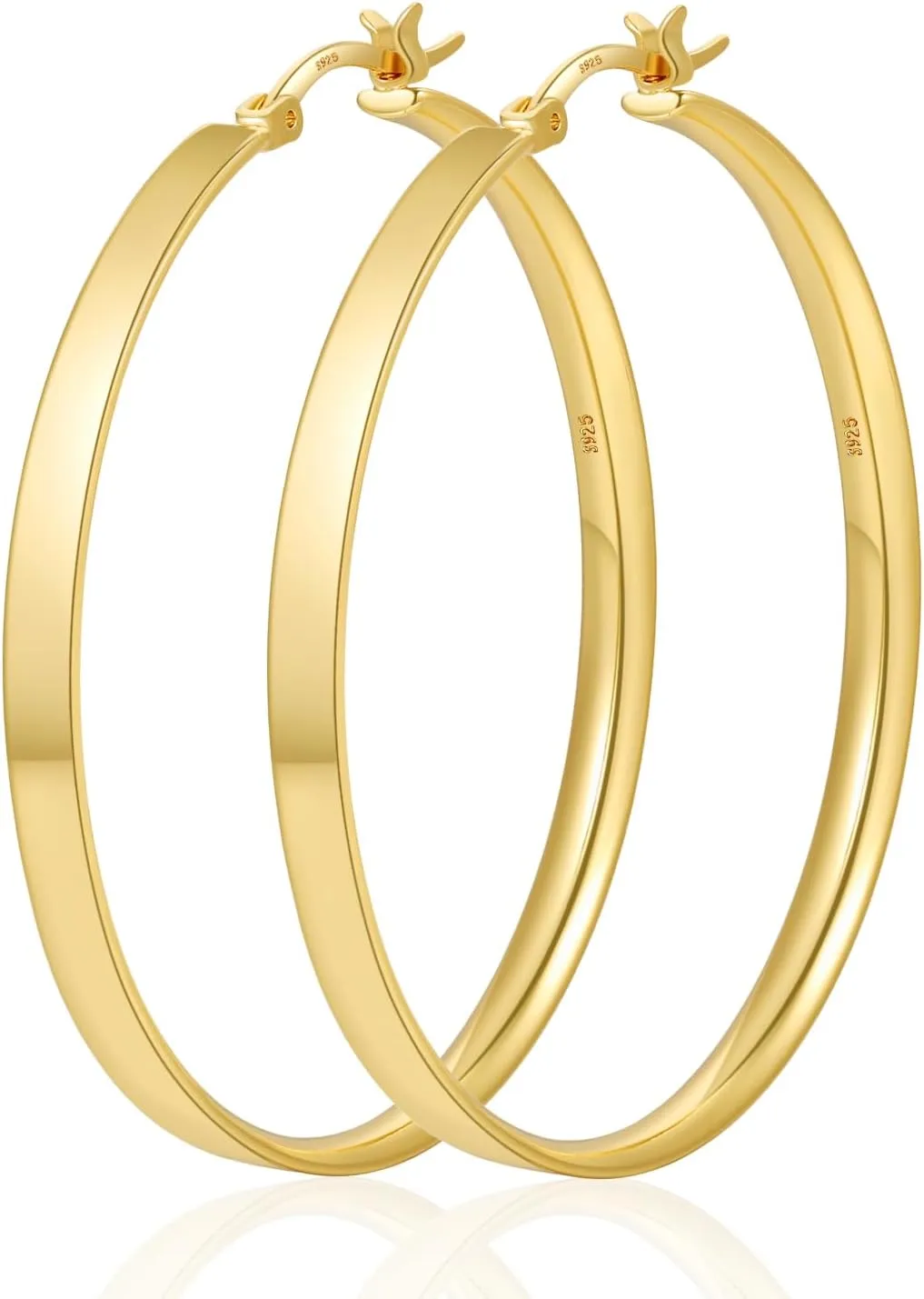 Senteria Lightweight Gold Hoop Earrings for Women 4mm Wide Large Hoop Earrings 14K Real Gold Plated Hypoallergenic Hoops Earring Big Thin Earring Hoops for Women 30/40/50/60/70mm