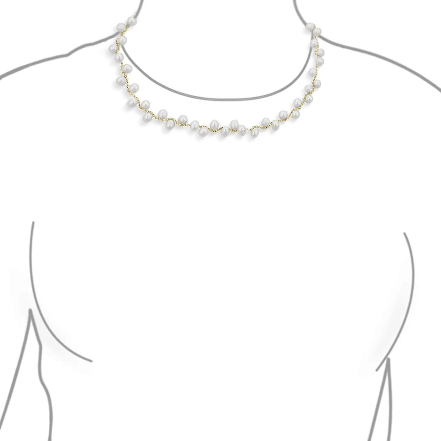 Shades of Grey Blue White Pink Multi Strand Fishing Line Freshwater Cultured Pearl Illusion Choker Collar Necklace For Women Wedding Bridesmaid Formal Party