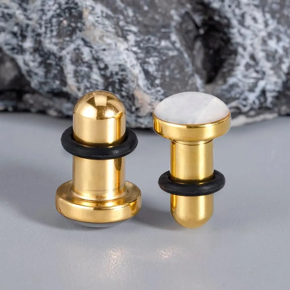 Shell Opal Ear Gauges Stretching Kit Ear Expander Plugs Short Taper Expander Solid Tunnels Body Piercing Jewelry Set