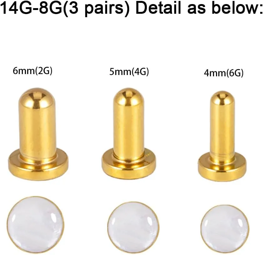 Shell Opal Ear Gauges Stretching Kit Ear Expander Plugs Short Taper Expander Solid Tunnels Body Piercing Jewelry Set
