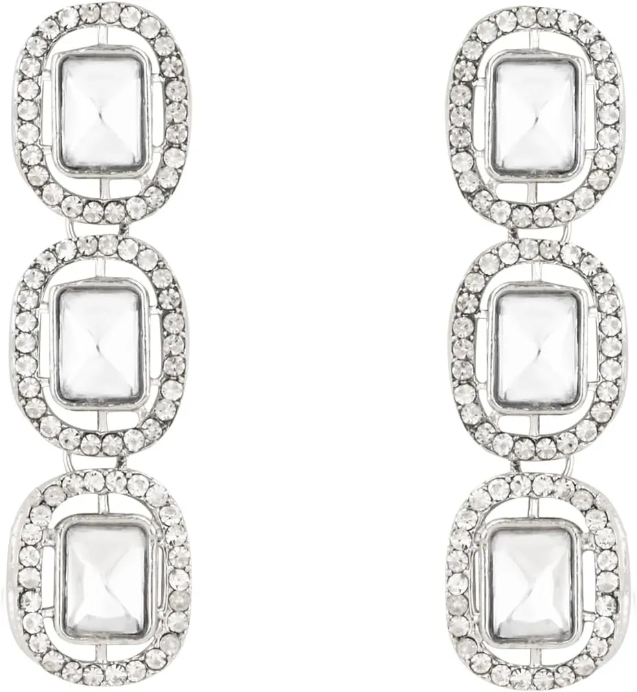 Silver Plated Indian Wedding Bollywood Stone Choker Necklace Jewellery With Earring & Maang Tikka Set For Women (IJ380Z)