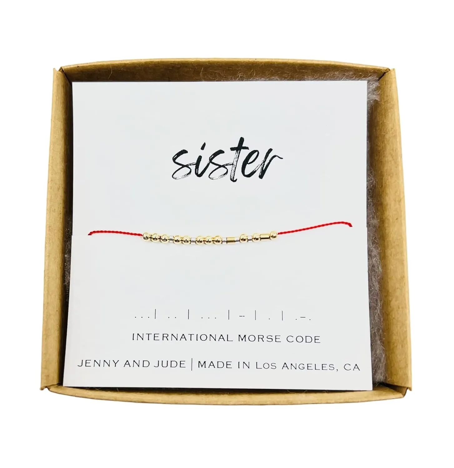 SISTER Morse Code Bracelet  14k Gold Fill Sterling Silver on Adjustable Silk Cord  Secret Message Jewelry  Friendship Gift for Her