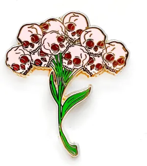 Skull Bouquet Badge Pin - Gothic Series - Enamel Lapel Pin - Plated Badge for Clothing, Bags, and Lanyards