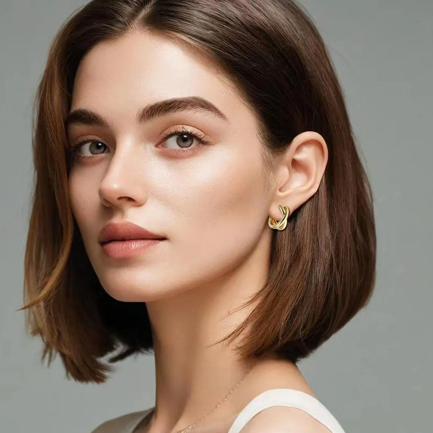 Small Chunky Gold Hoop Earrings For Women, 14k Gold Thick statement huggie hoop earrings Trendy Hoop Earrings Set Hypoallergenic Fashion Earrings