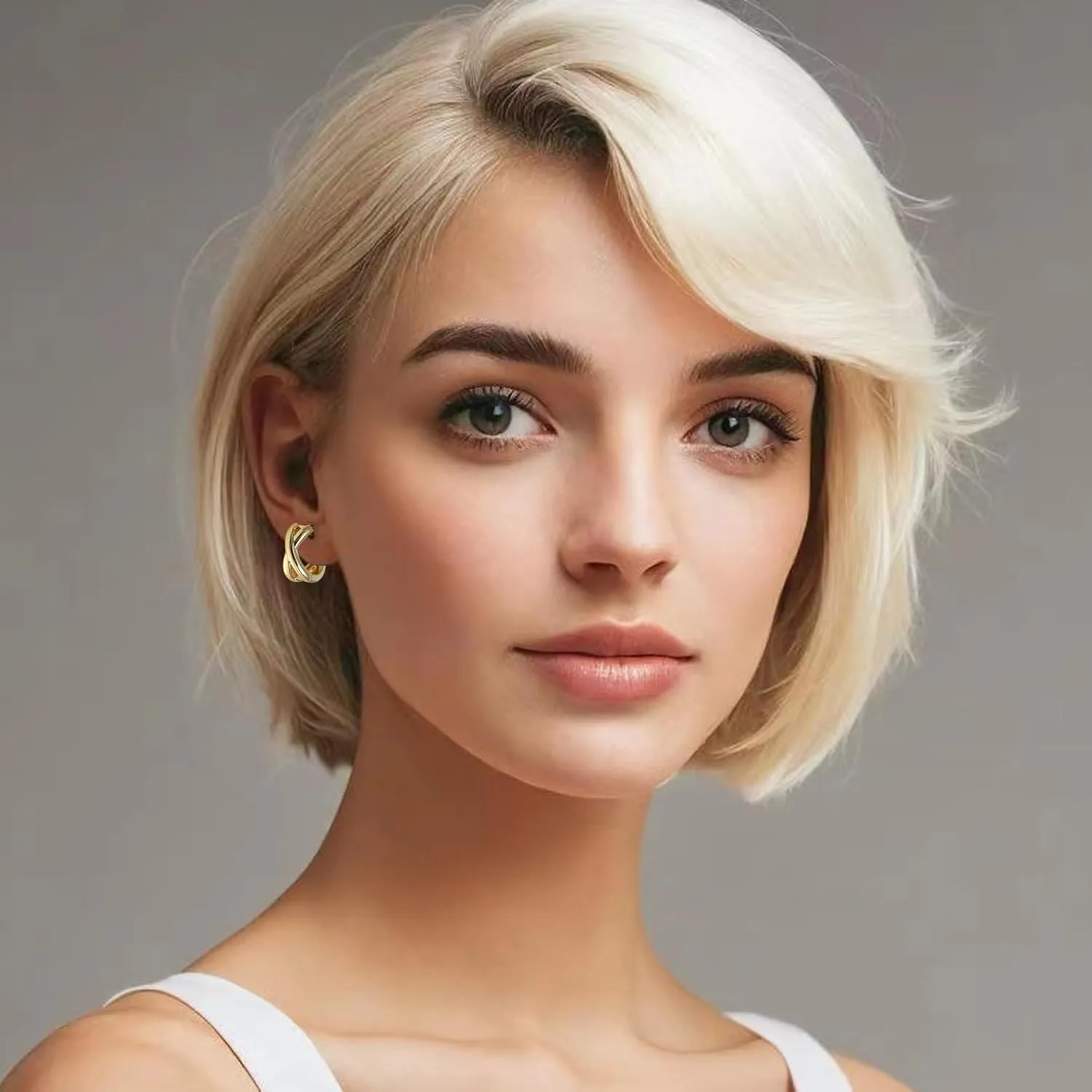 Small Chunky Gold Hoop Earrings For Women, 14k Gold Thick statement huggie hoop earrings Trendy Hoop Earrings Set Hypoallergenic Fashion Earrings