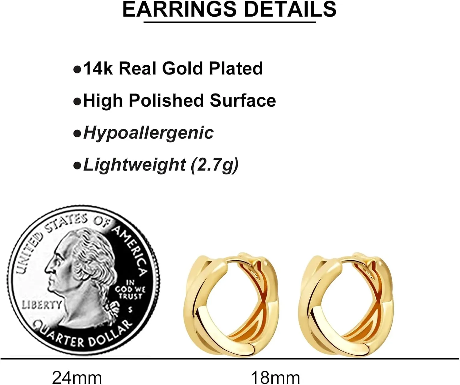 Small Chunky Gold Hoop Earrings For Women, 14k Gold Thick statement huggie hoop earrings Trendy Hoop Earrings Set Hypoallergenic Fashion Earrings