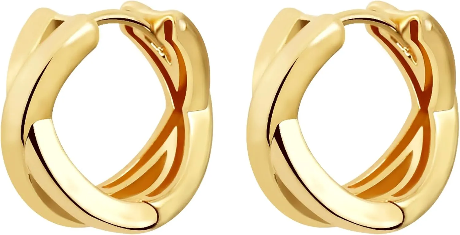 Small Chunky Gold Hoop Earrings For Women, 14k Gold Thick statement huggie hoop earrings Trendy Hoop Earrings Set Hypoallergenic Fashion Earrings