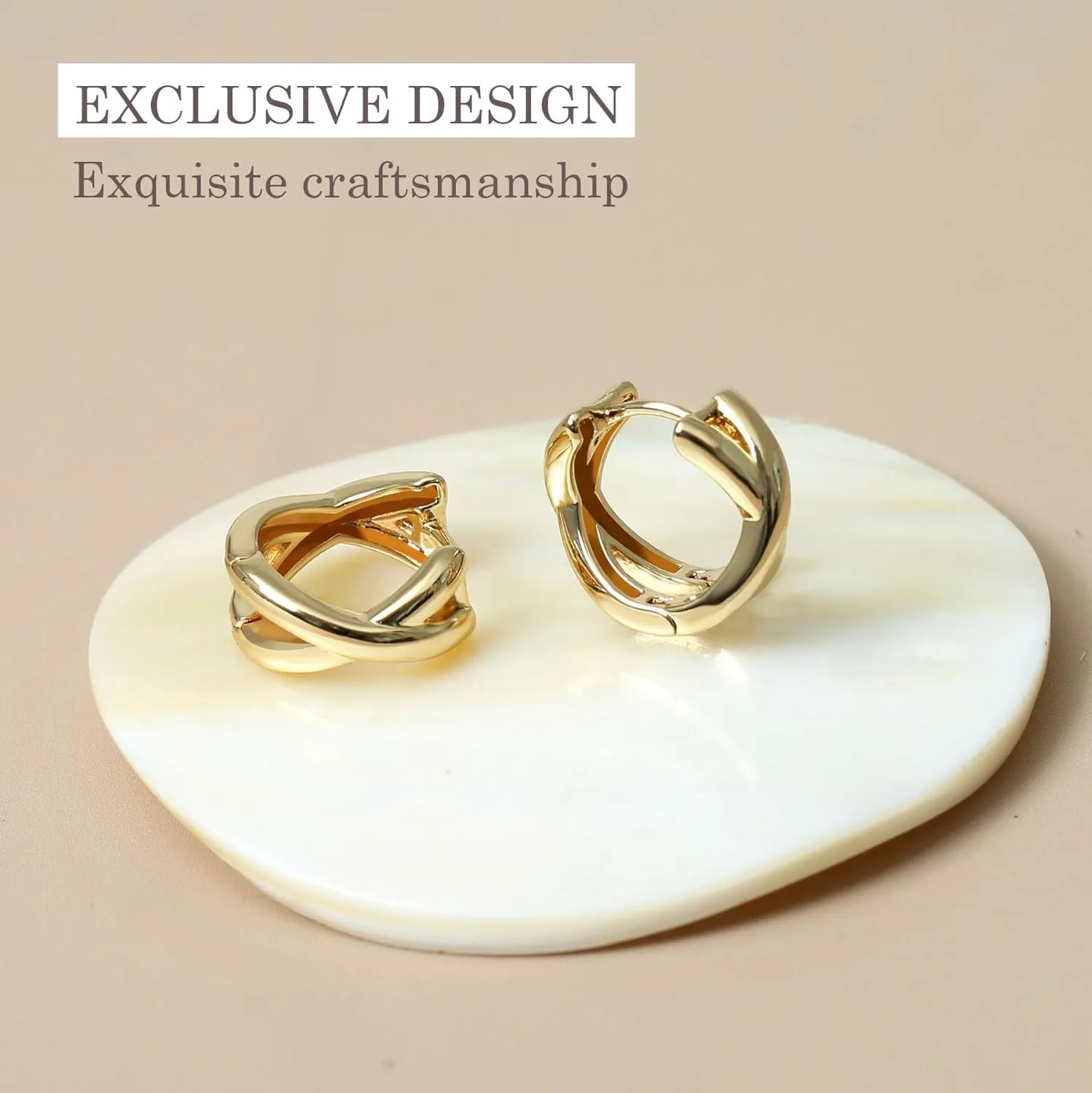 Small Chunky Gold Hoop Earrings For Women, 14k Gold Thick statement huggie hoop earrings Trendy Hoop Earrings Set Hypoallergenic Fashion Earrings