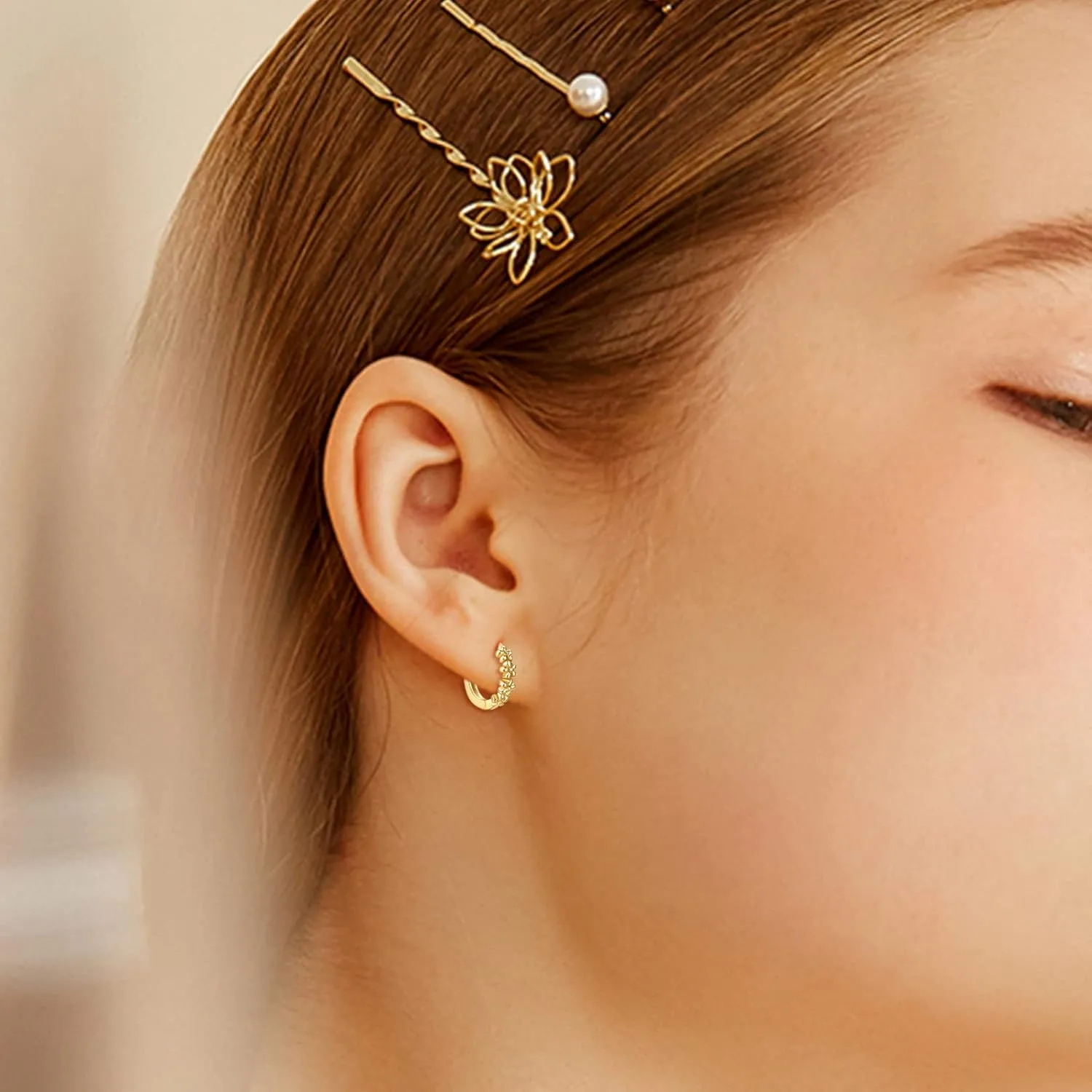 Small Hoop Earrings for Women |925 Sterling Silver Post 10mm Flower Cluster Huggie Hoop Earrings, Hypoallergenic Cartilage Piercing Hoops Jewelry