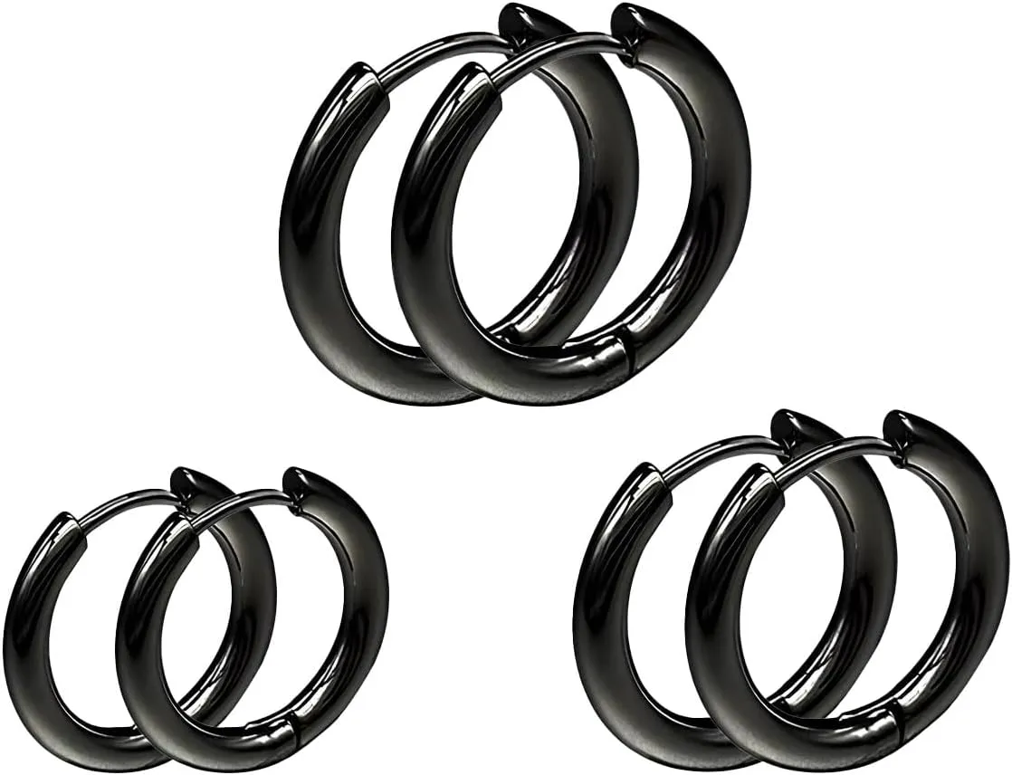 Small Stainless Steel Plated 18K Gold Hoop Earrings Set for Women, 3 Pairs Gold Plated Tiny Gold Hoops Earrings, Hypoallergenic Lightweight Minimalist Earring Jewelry for Women and Men 2mm