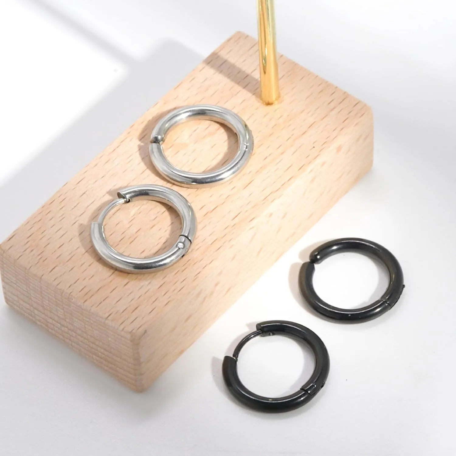 Small Stainless Steel Plated 18K Gold Hoop Earrings Set for Women, 3 Pairs Gold Plated Tiny Gold Hoops Earrings, Hypoallergenic Lightweight Minimalist Earring Jewelry for Women and Men 2mm