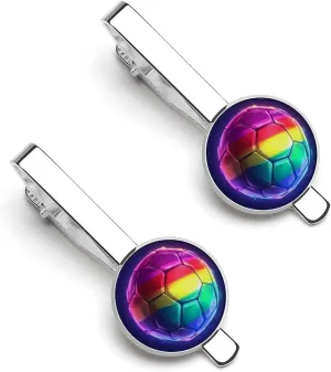 Soccer Colorful Sport Tie Clip Classic Necktie Bar Pinch Clothing Accessories for Wedding Party Business