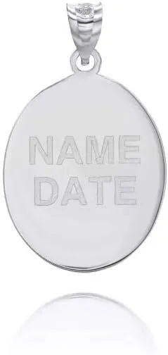 Solid 925 Sterling Silver Personalized First Holy Communion Pendant Necklace with Your Name and Date - Choice of Rolo Chain Length or Pendant Only