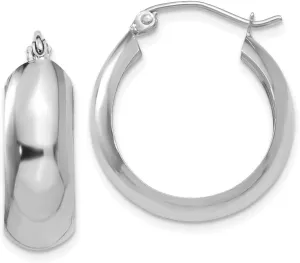 Solid Real 14k White Gold Hoop Earrings - 14mm x 7mm