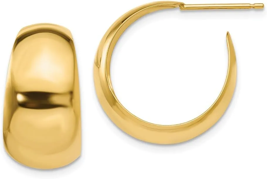 Solid Real 14k Yellow Gold Small Hoop Earrings - 19mm x 10mm